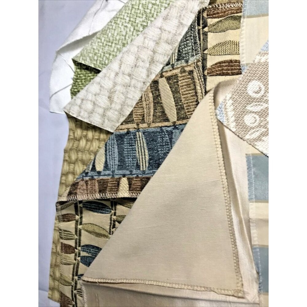 UPHOLSTERY Random Medium Swatches Lot Of 9 Mainly Tans, Blues & Greens - Picture 6 of 12